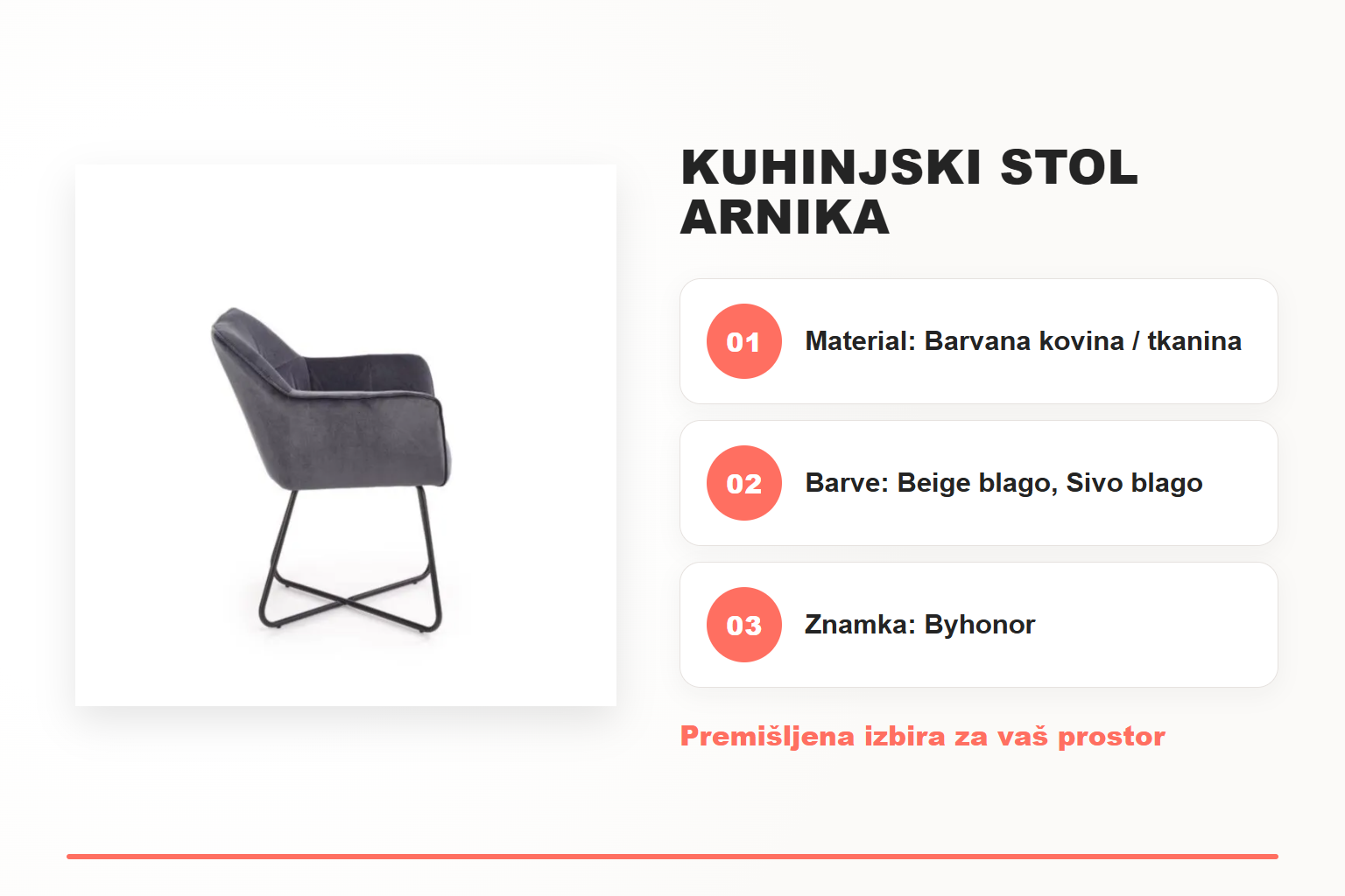 Kuhinjski stol ARNIKA – pregled ključnih lastnosti