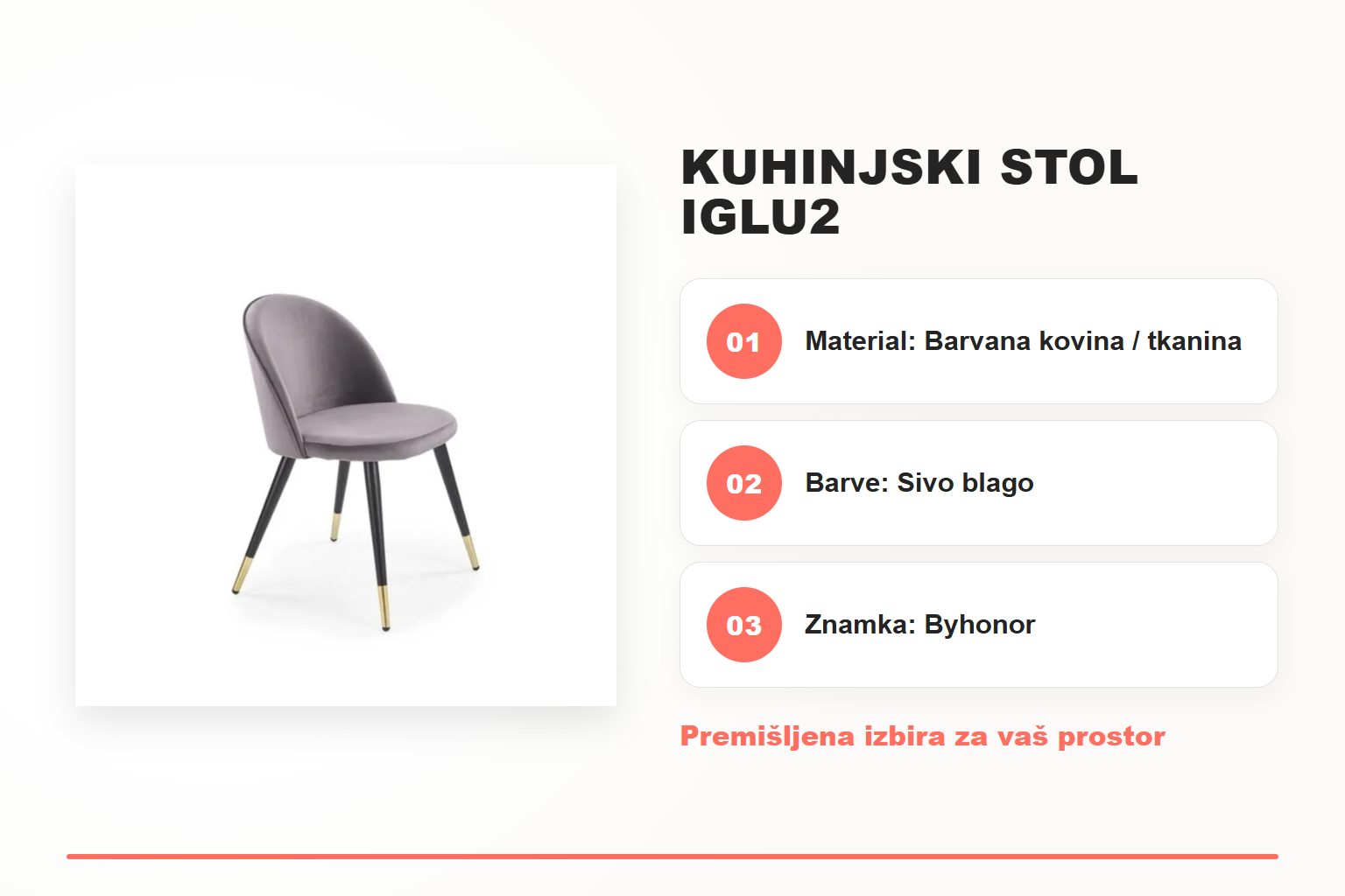 Kuhinjski stol IGLU2 – pregled ključnih lastnosti