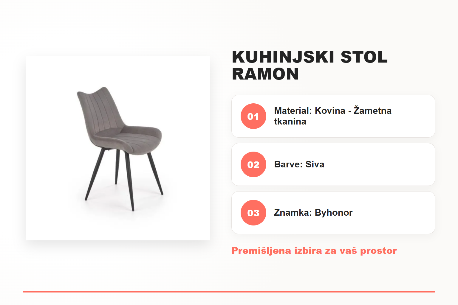 Kuhinjski stol RAMON – pregled ključnih lastnosti