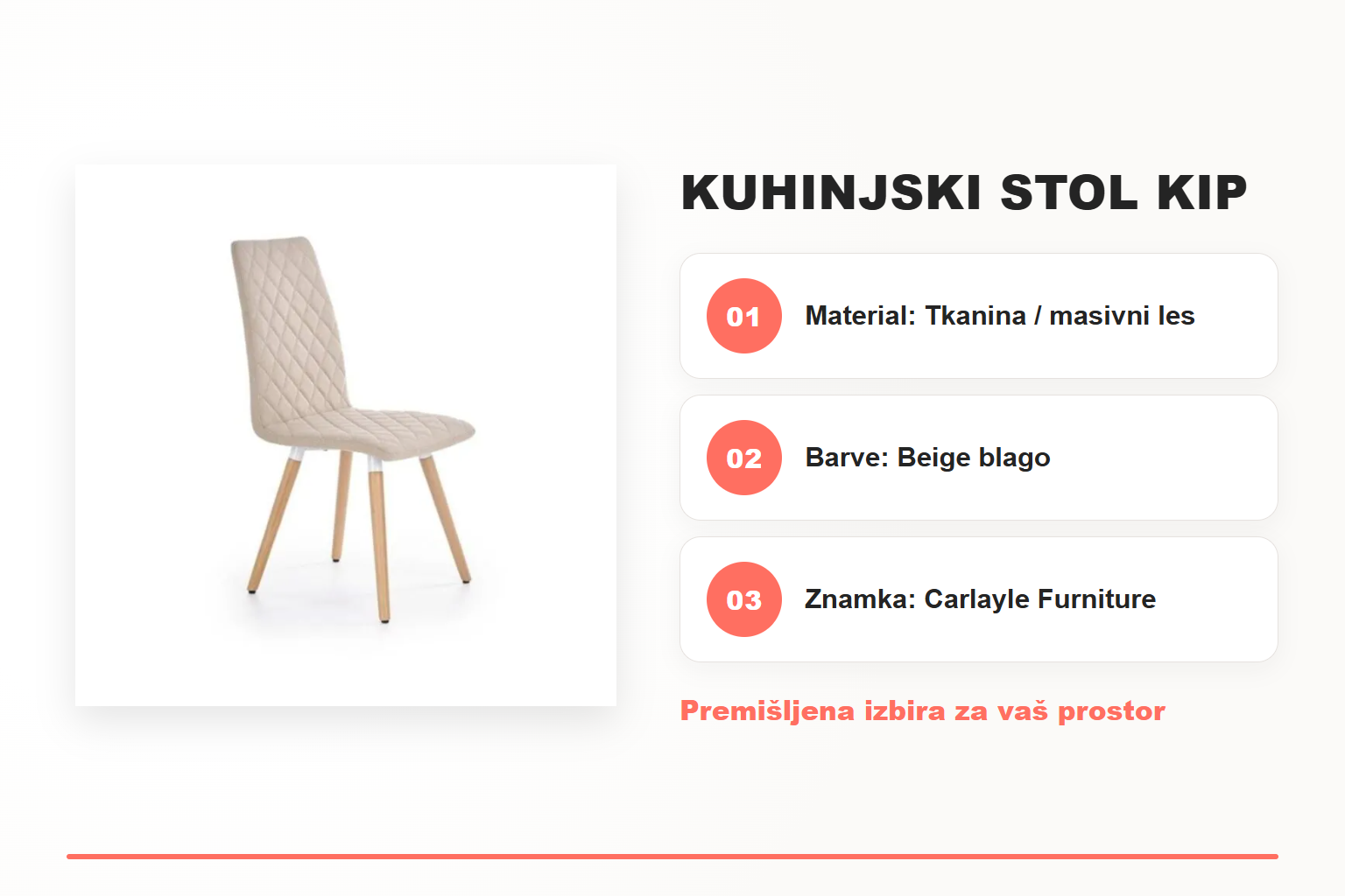 Kuhinjski stol KIP – pregled ključnih lastnosti
