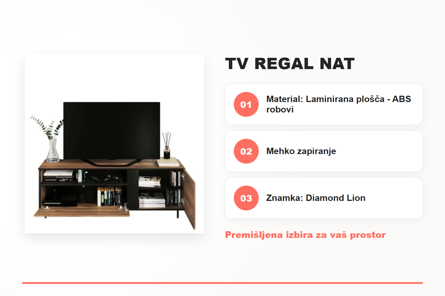 TV regal NAT – pregled ključnih lastnosti