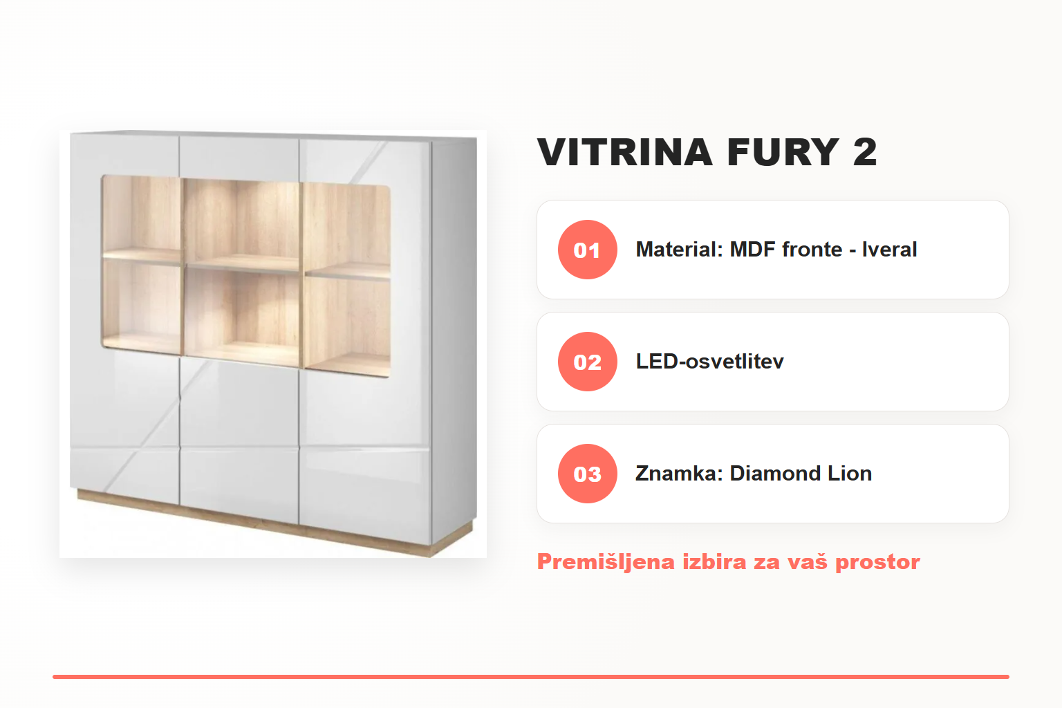 Vitrina FURY 2 – pregled ključnih lastnosti