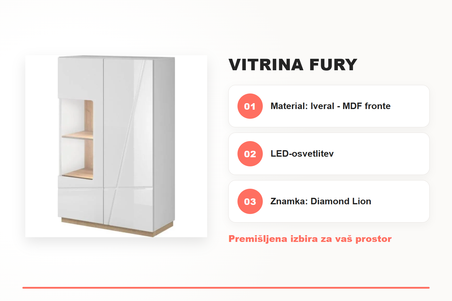 Vitrina FURY – pregled ključnih lastnosti