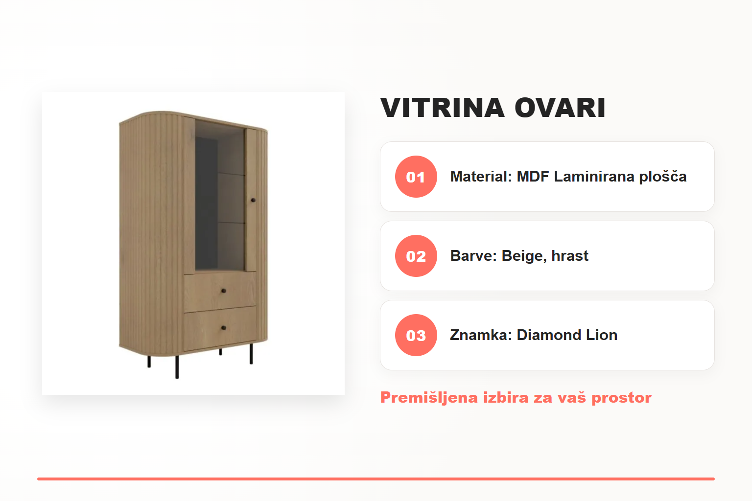 Vitrina OVARI – pregled ključnih lastnosti