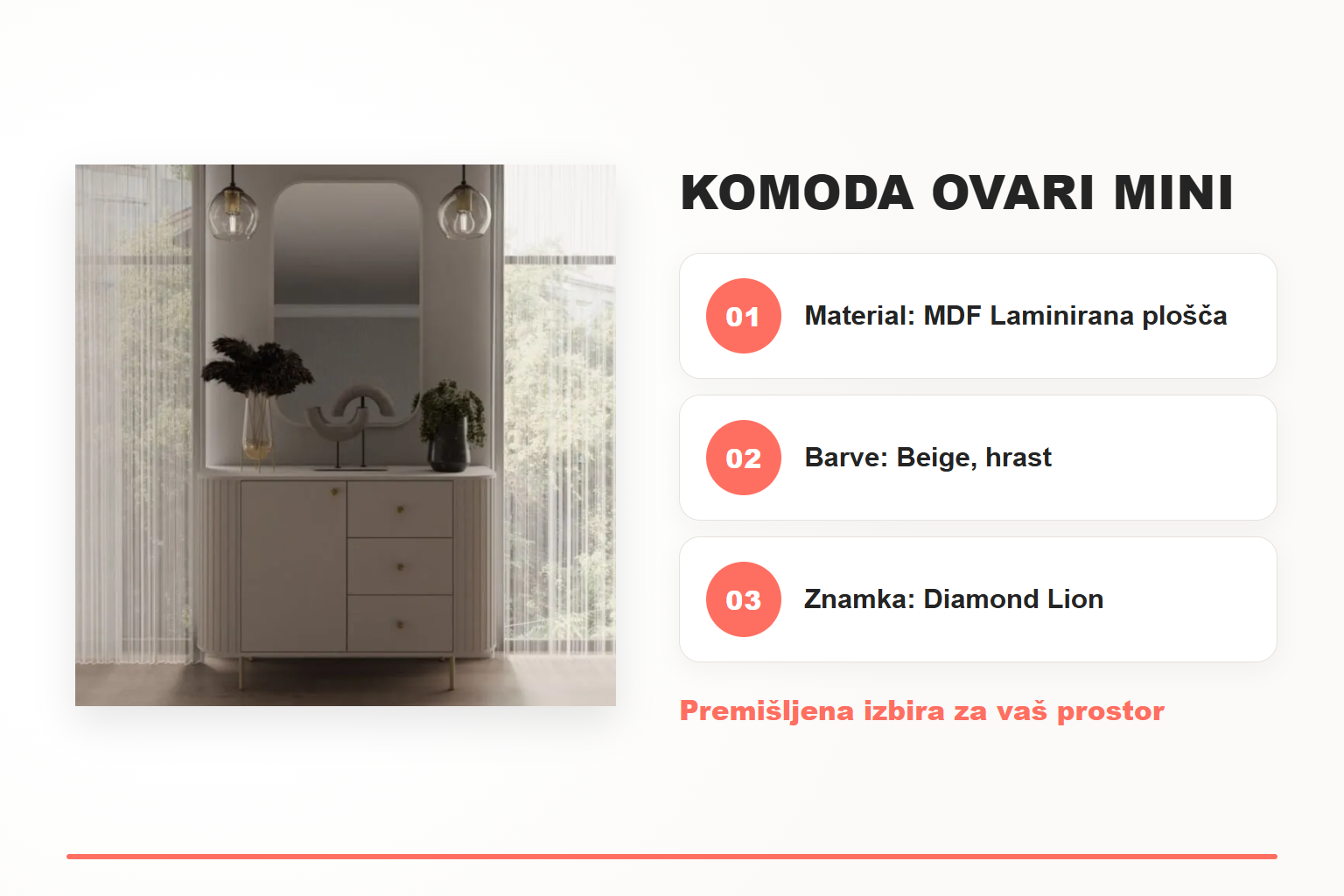 Komoda OVARI mini – pregled ključnih lastnosti