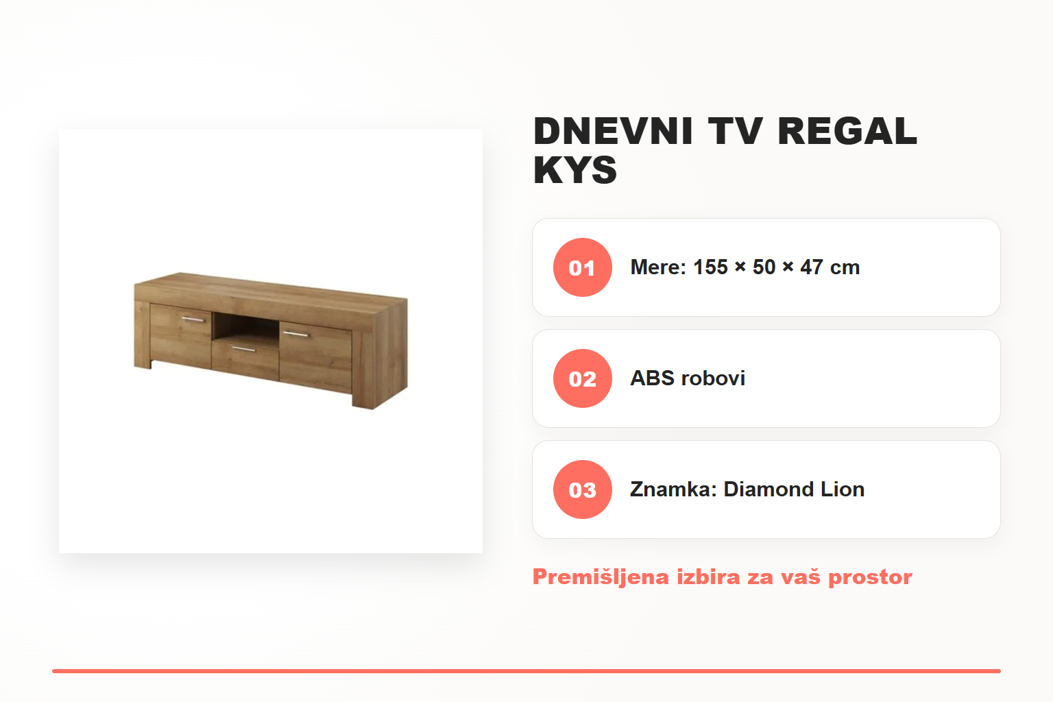 Dnevni TV regal KYS – pregled ključnih lastnosti