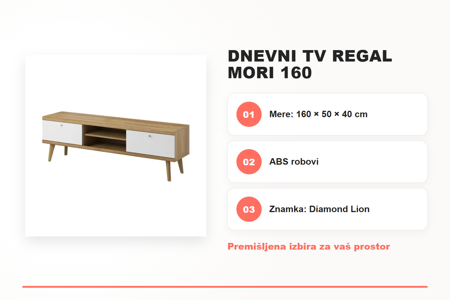 Dnevni TV regal MORI 160 – pregled ključnih lastnosti