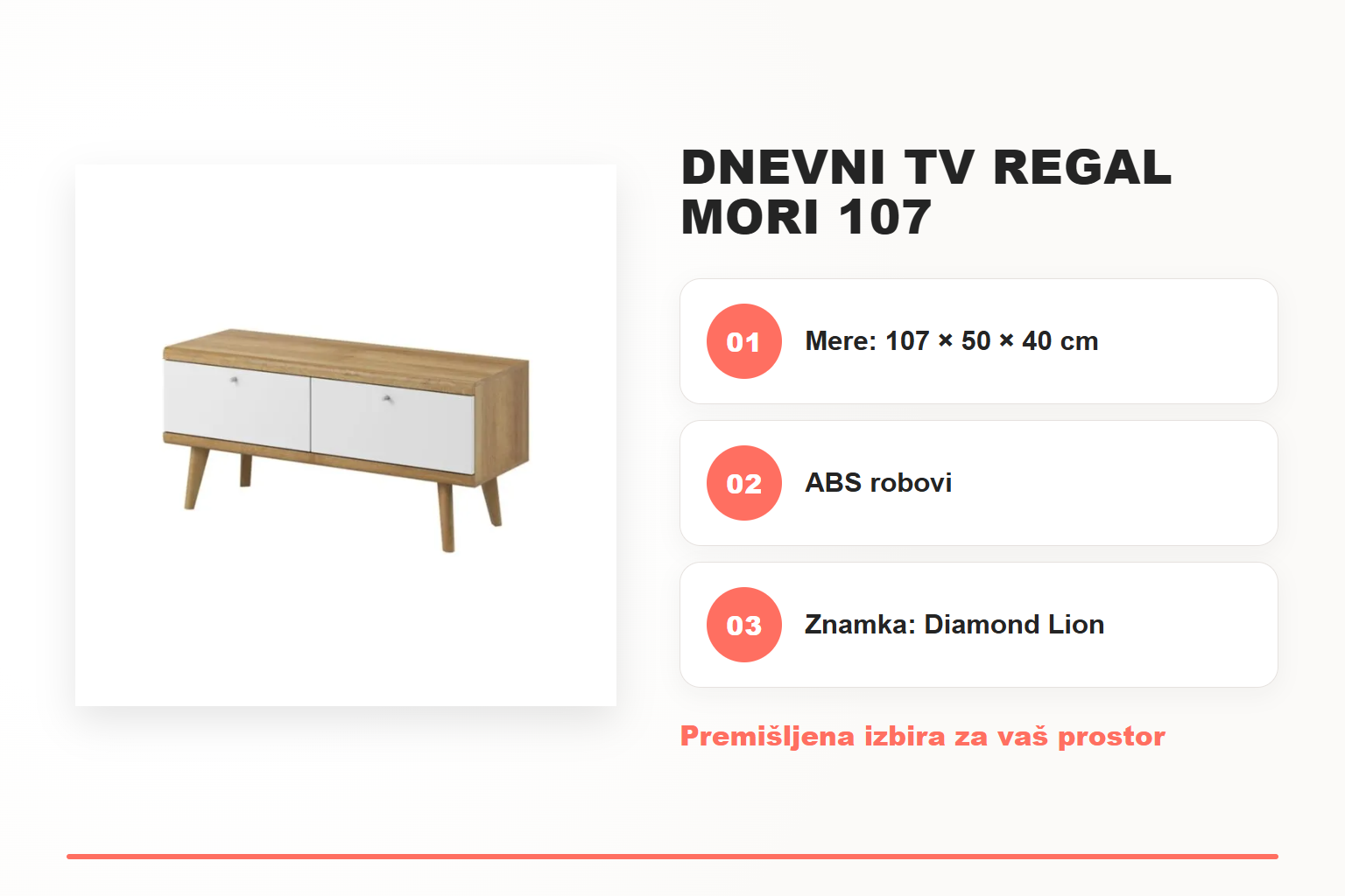 Dnevni TV regal MORI 107 – pregled ključnih lastnosti