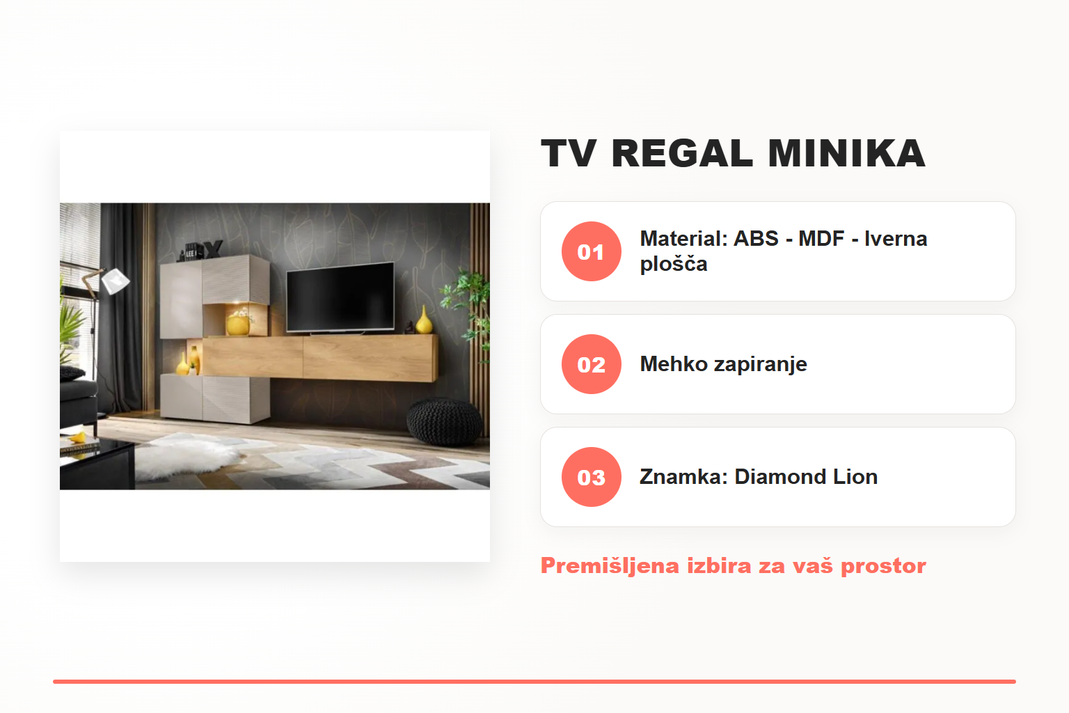 TV regal MINIKA – pregled ključnih lastnosti