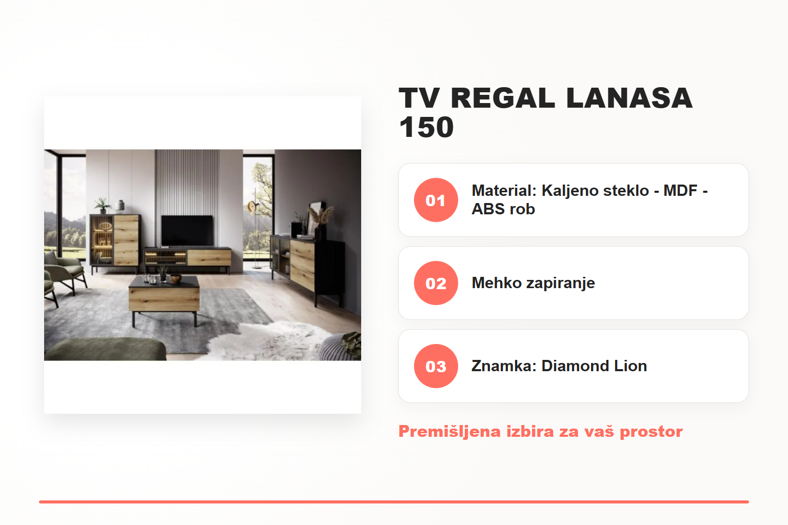 TV regal LANASA 150 – pregled ključnih lastnosti