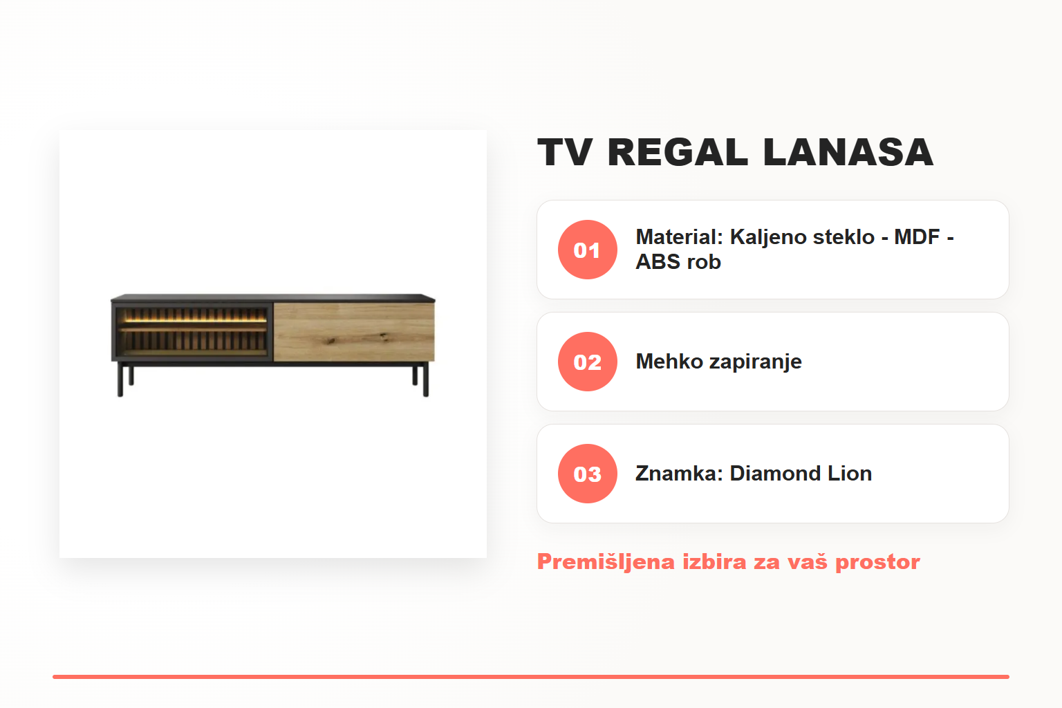 TV regal LANASA – pregled ključnih lastnosti