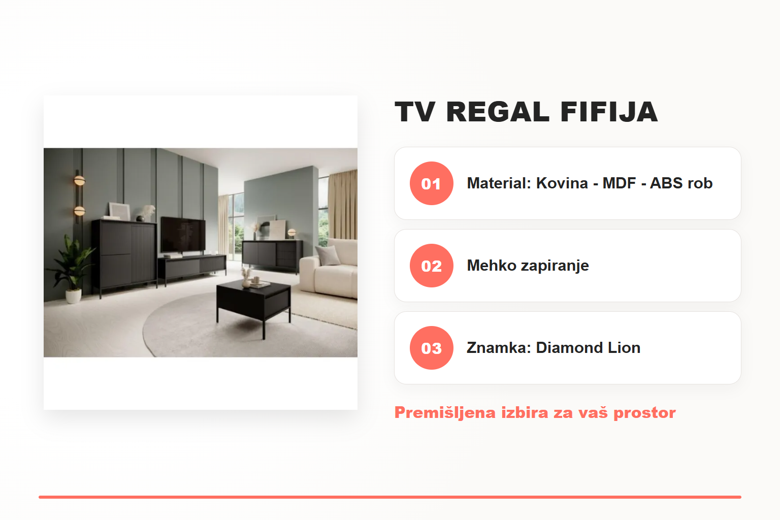 TV regal FIFIJA – pregled ključnih lastnosti