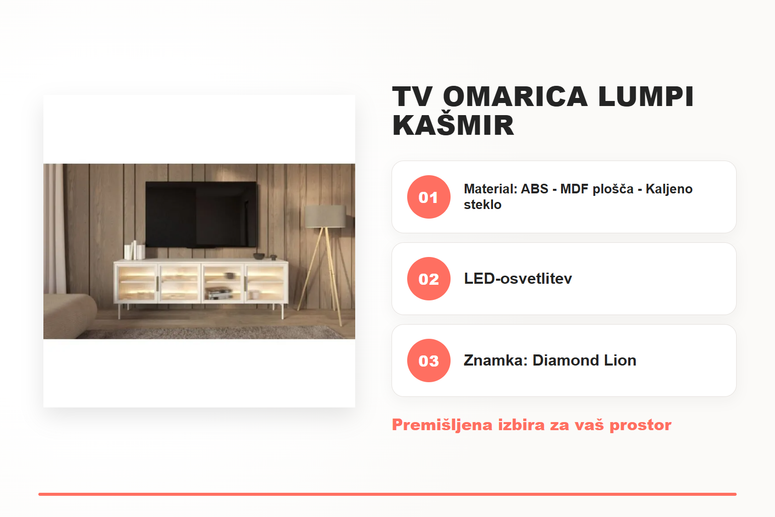TV omarica LUMPI kašmir – pregled ključnih lastnosti