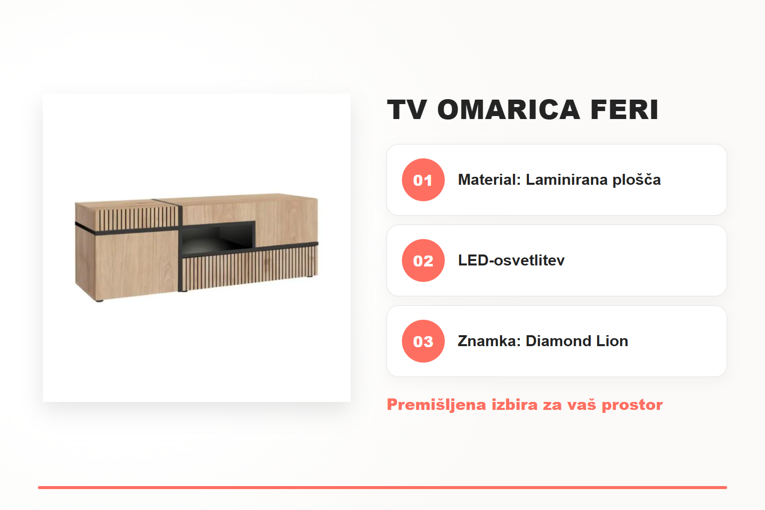 TV omarica FERI – pregled ključnih lastnosti