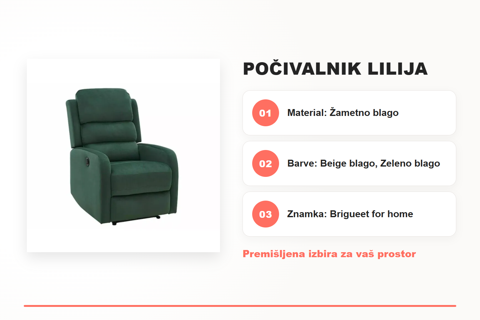 Počivalnik LILIJA – pregled ključnih lastnosti