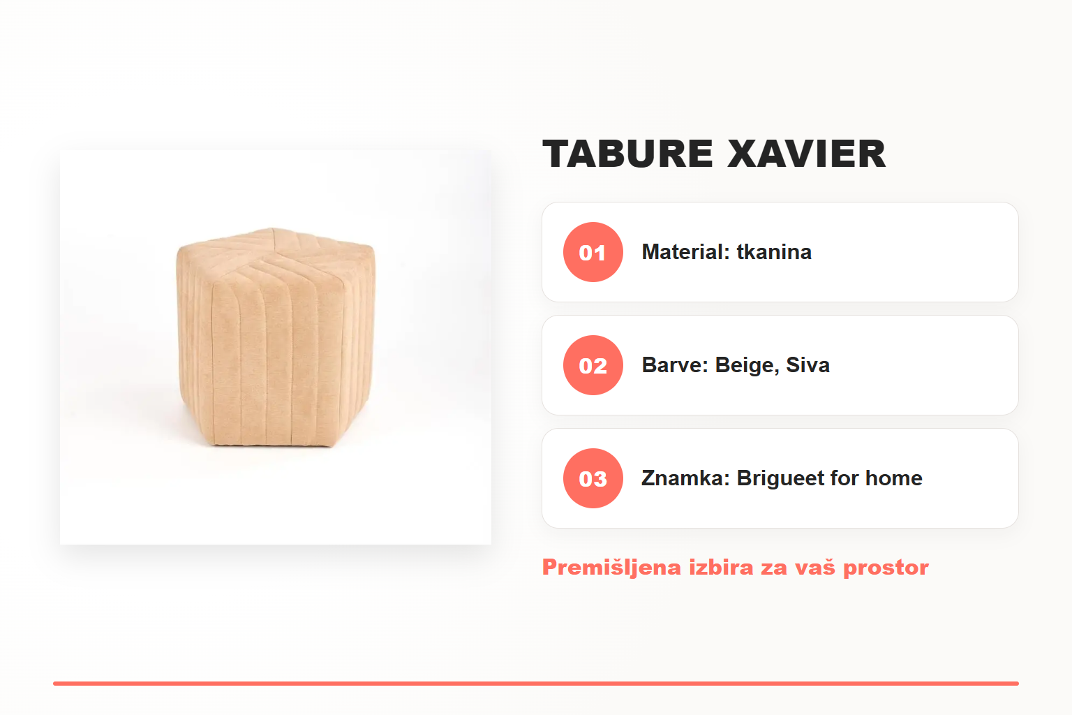 Tabure XAVIER – pregled ključnih lastnosti