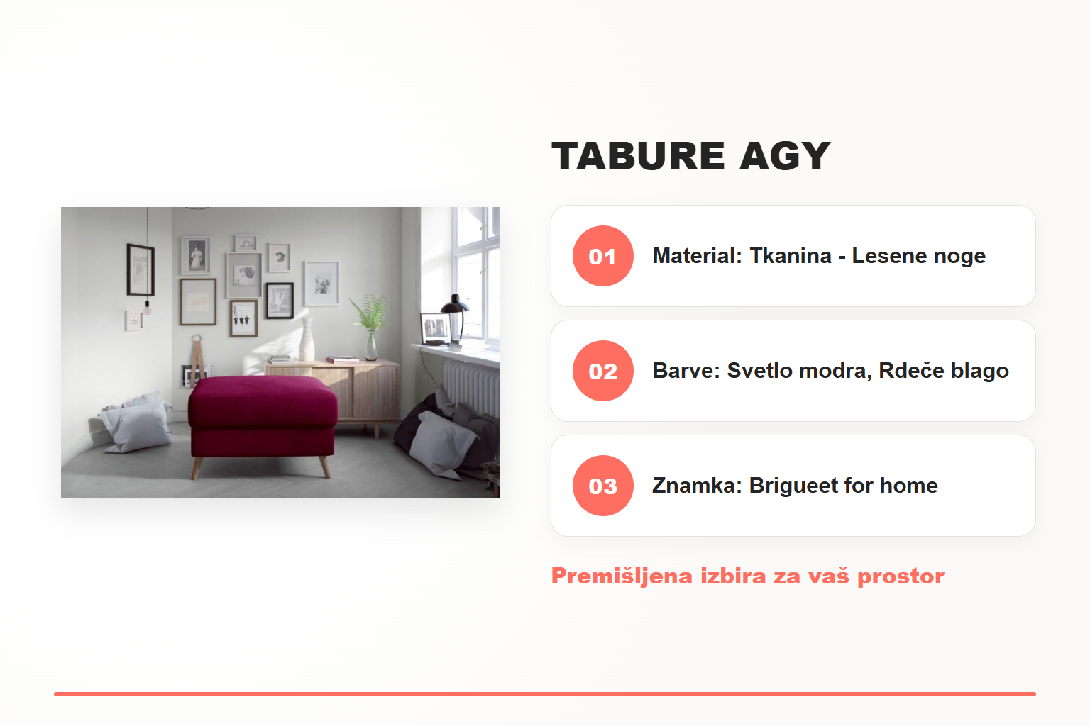Tabure AGY – pregled ključnih lastnosti