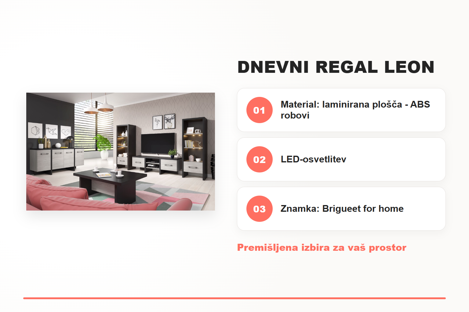 Dnevni regal LEON – pregled ključnih lastnosti