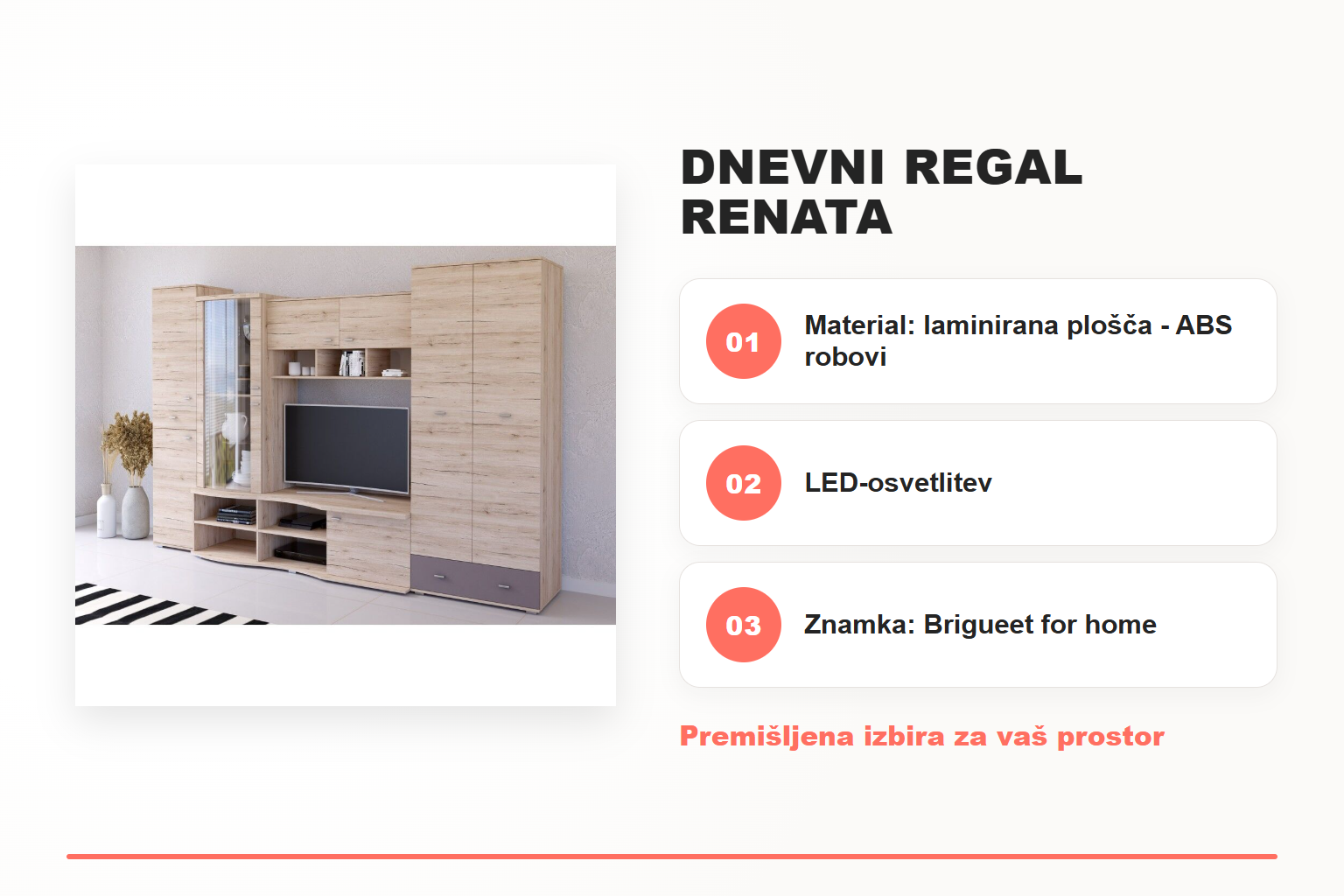 Dnevni regal RENATA – pregled ključnih lastnosti