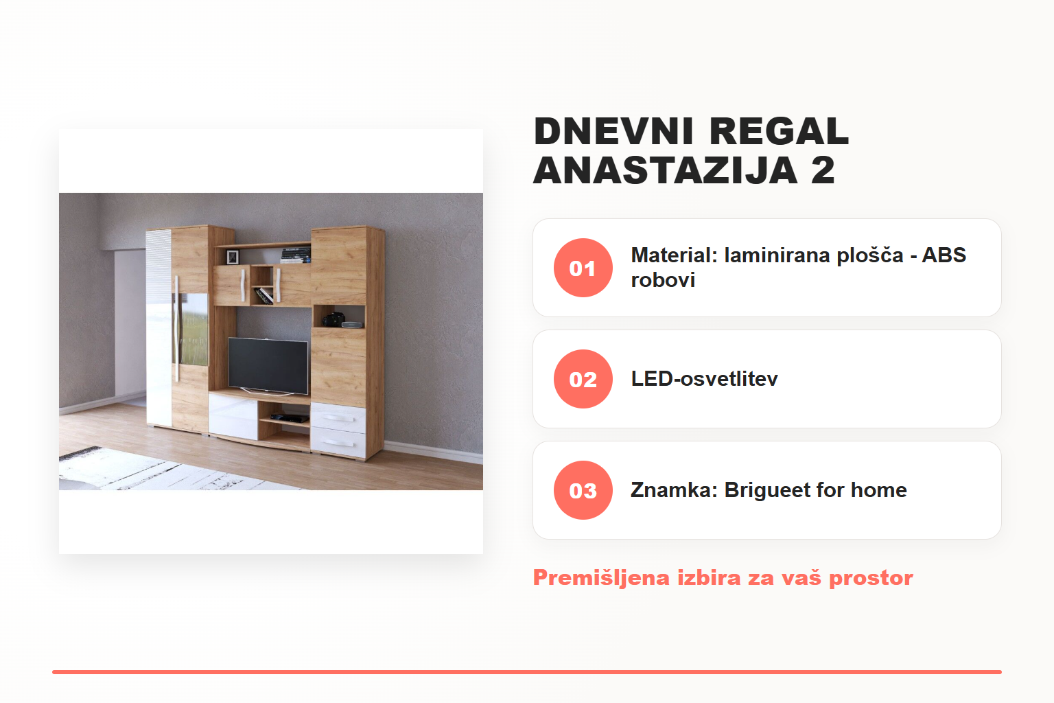 Dnevni regal ANASTAZIJA 2 – pregled ključnih lastnosti