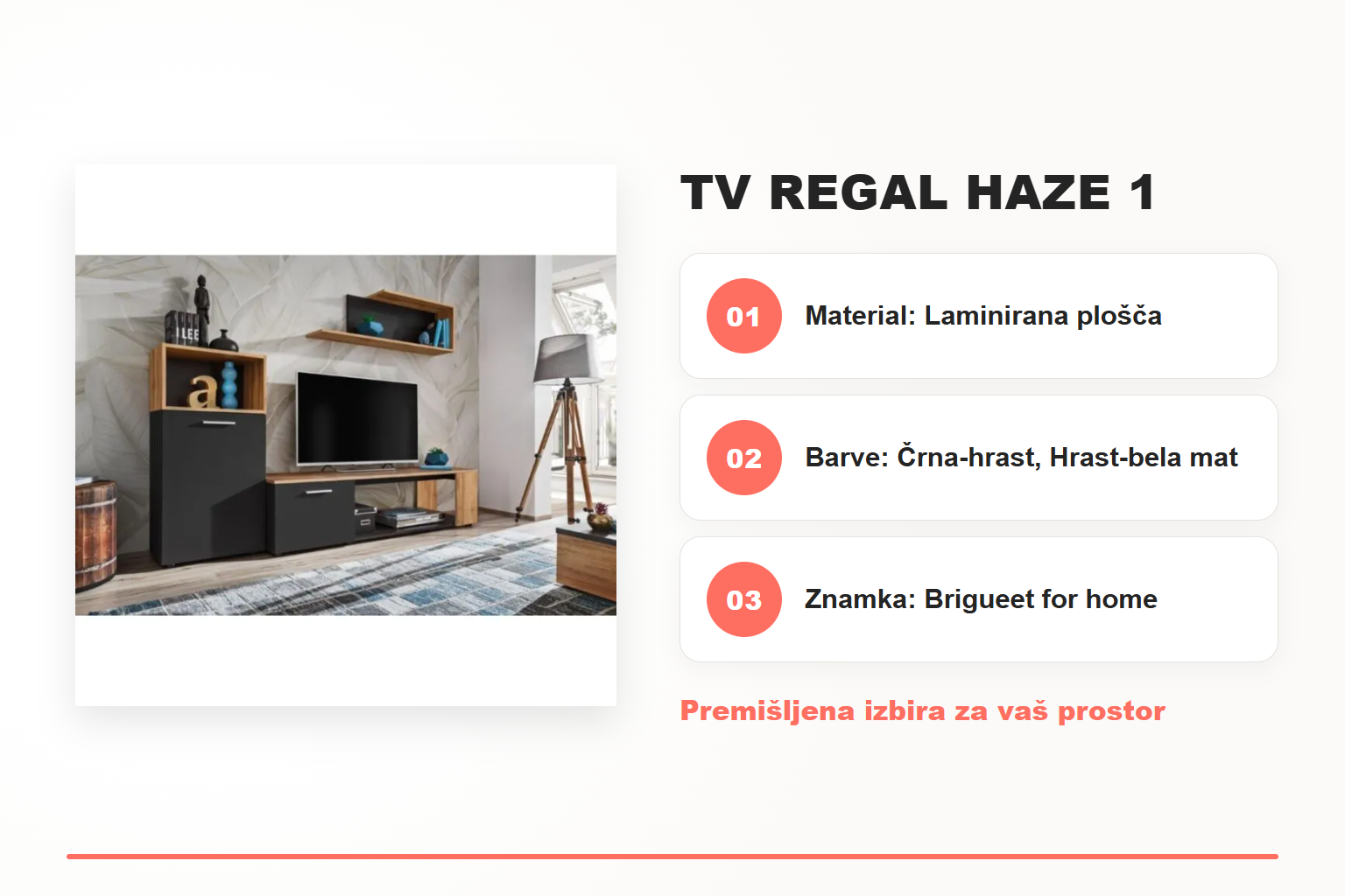 TV regal HAZE 1 – pregled ključnih lastnosti