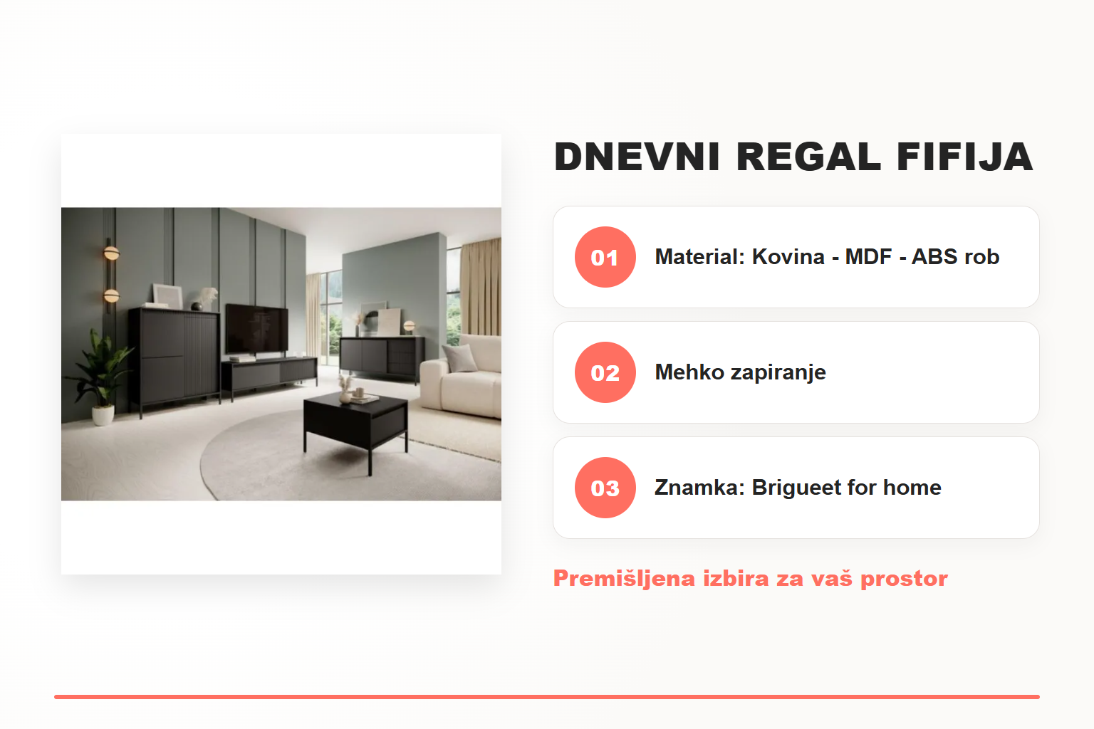 Dnevni regal FIFIJA – pregled ključnih lastnosti