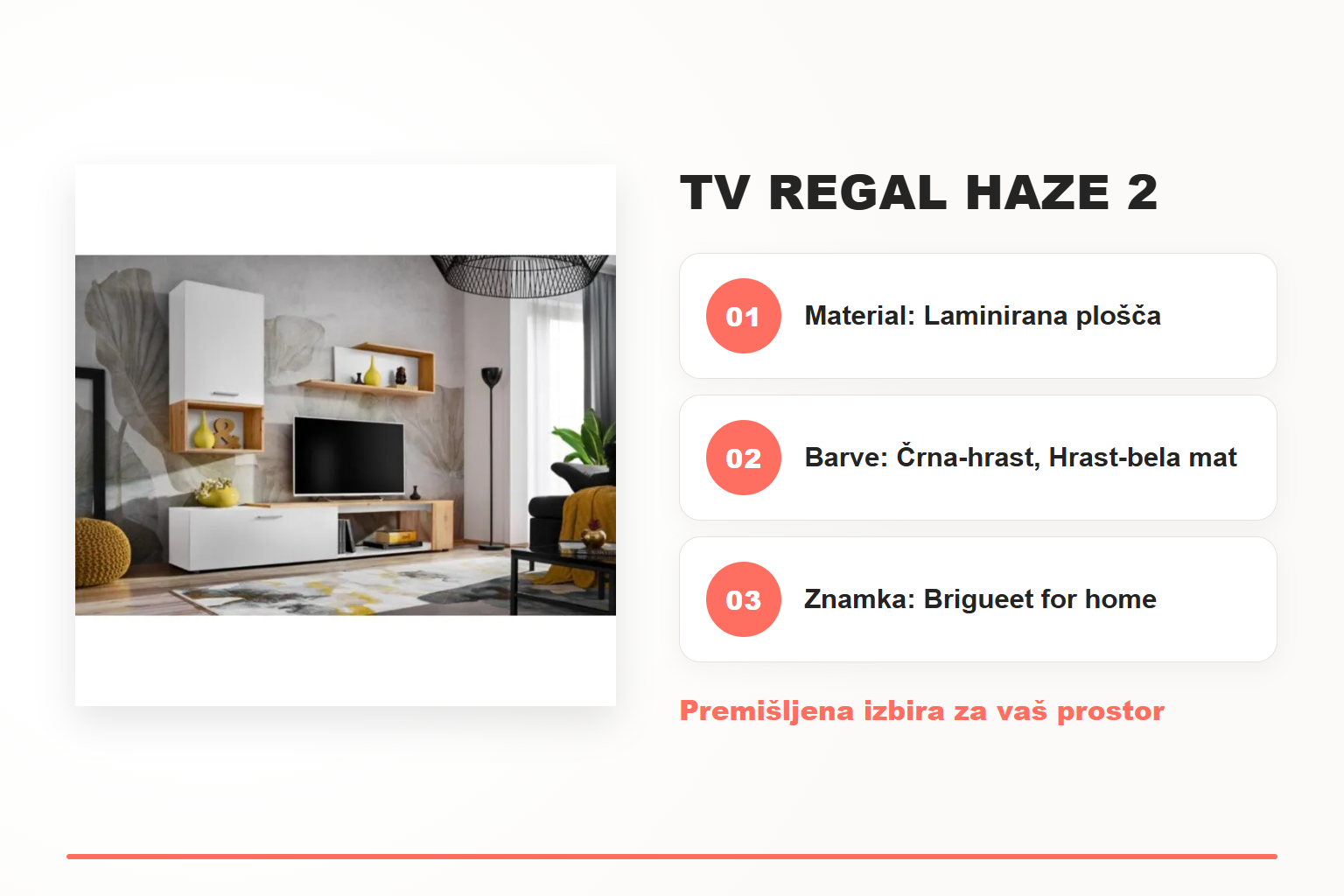 TV regal HAZE 2 – pregled ključnih lastnosti