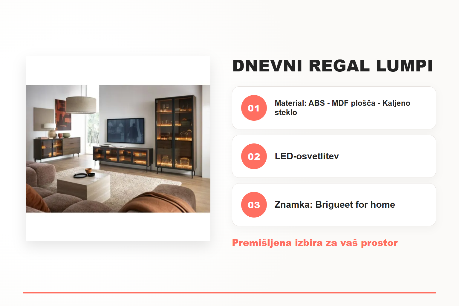 Dnevni regal LUMPI – pregled ključnih lastnosti