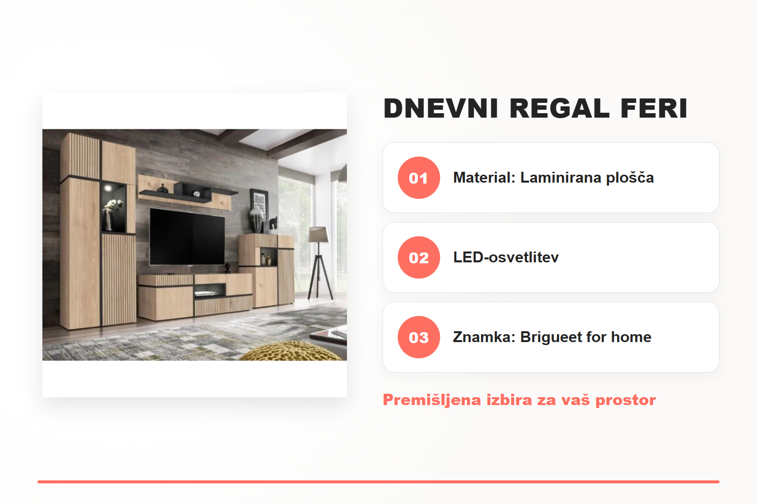 Dnevni regal FERI – pregled ključnih lastnosti
