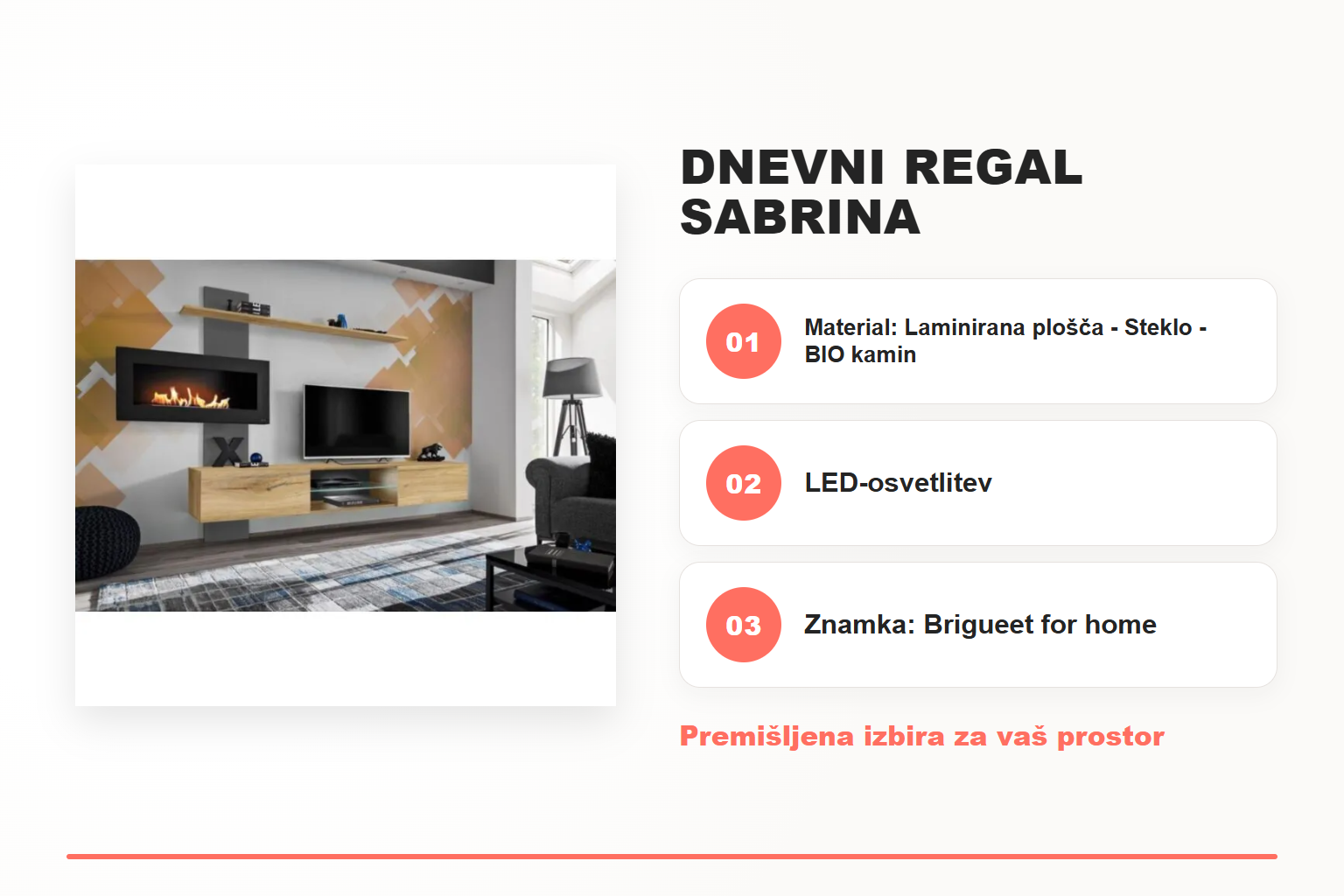 Dnevni regal SABRINA – pregled ključnih lastnosti