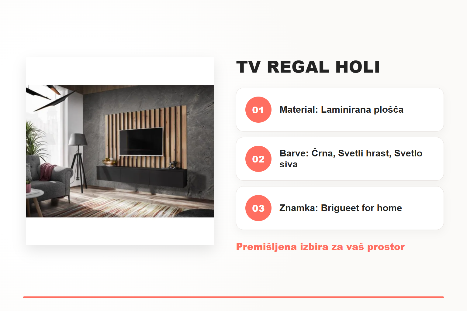 TV regal HOLI – pregled ključnih lastnosti