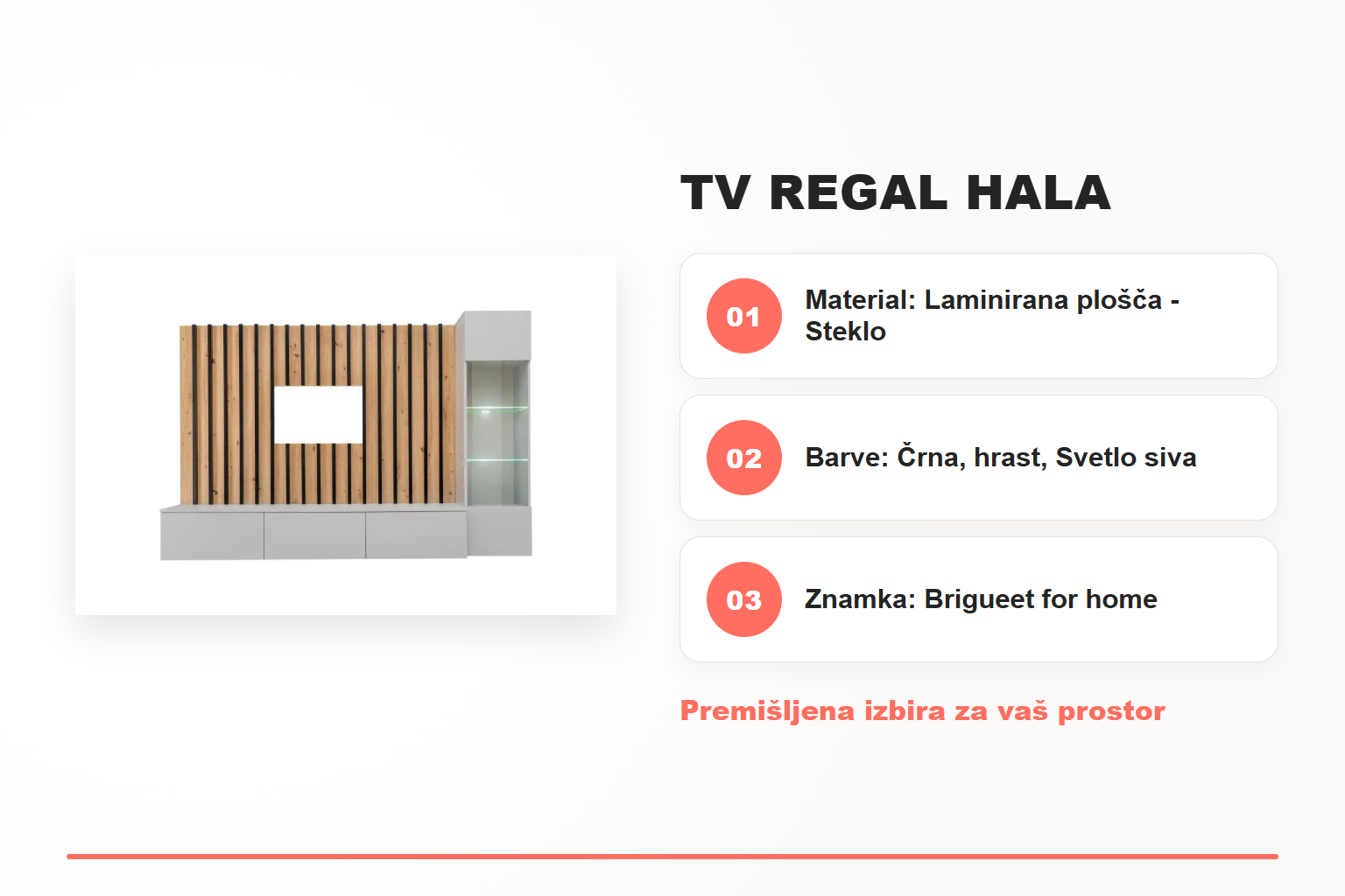 TV regal HALA – pregled ključnih lastnosti