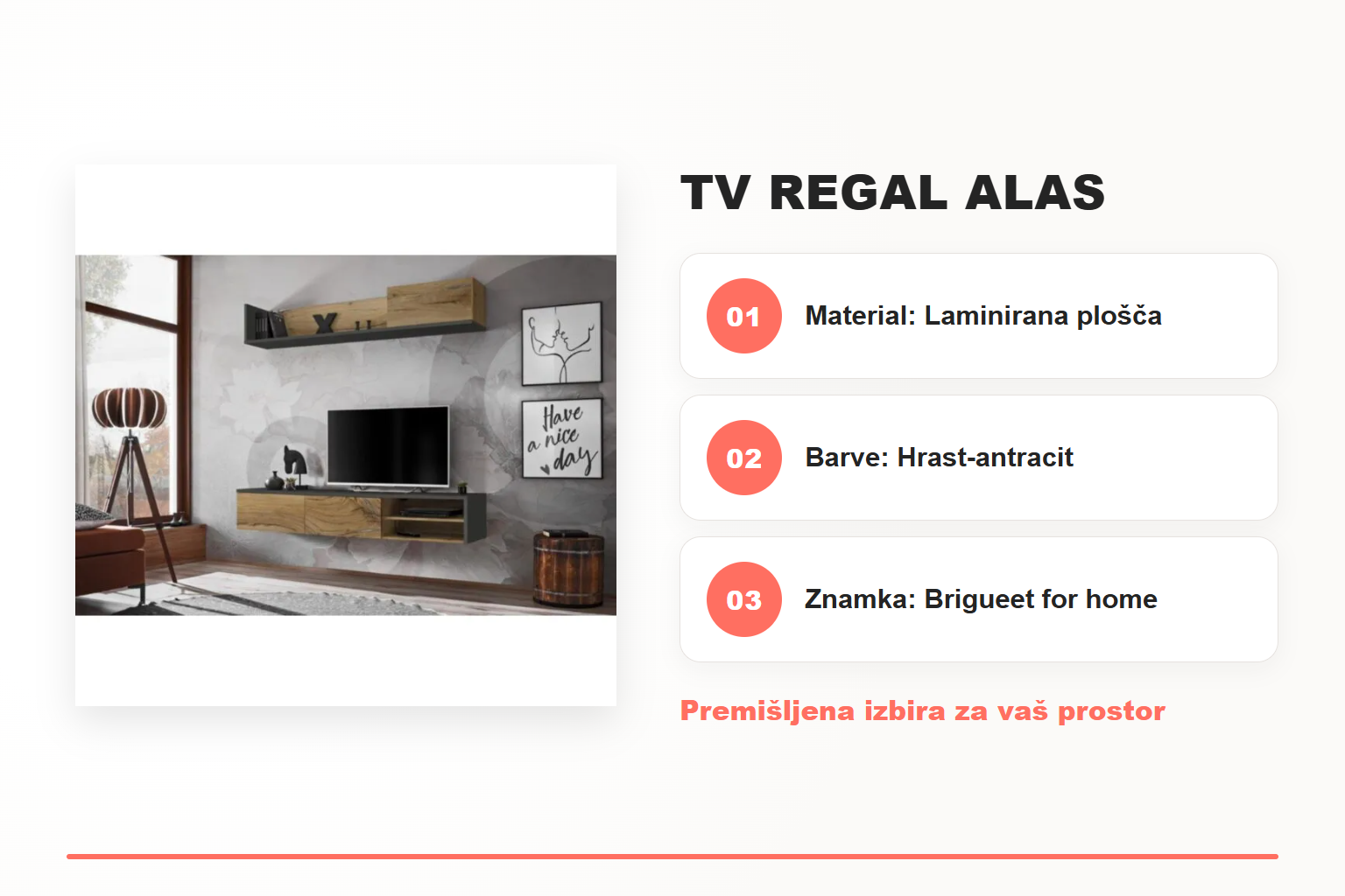 TV regal ALAS – pregled ključnih lastnosti