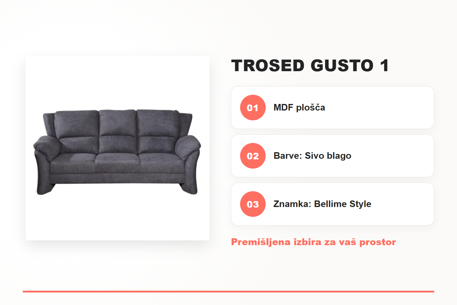 Trosed GUSTO 1 – pregled ključnih lastnosti