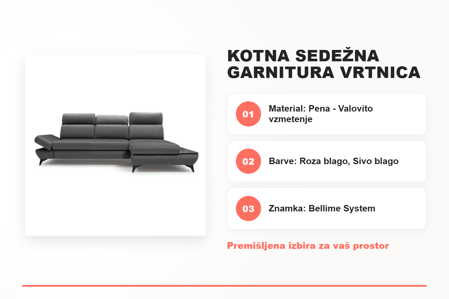 Kotna sedežna garnitura VRTNICA – pregled ključnih lastnosti