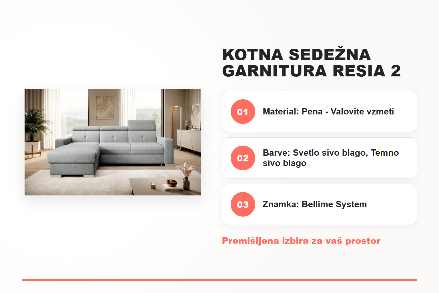 Kotna sedežna garnitura RESIA 2 – pregled ključnih lastnosti