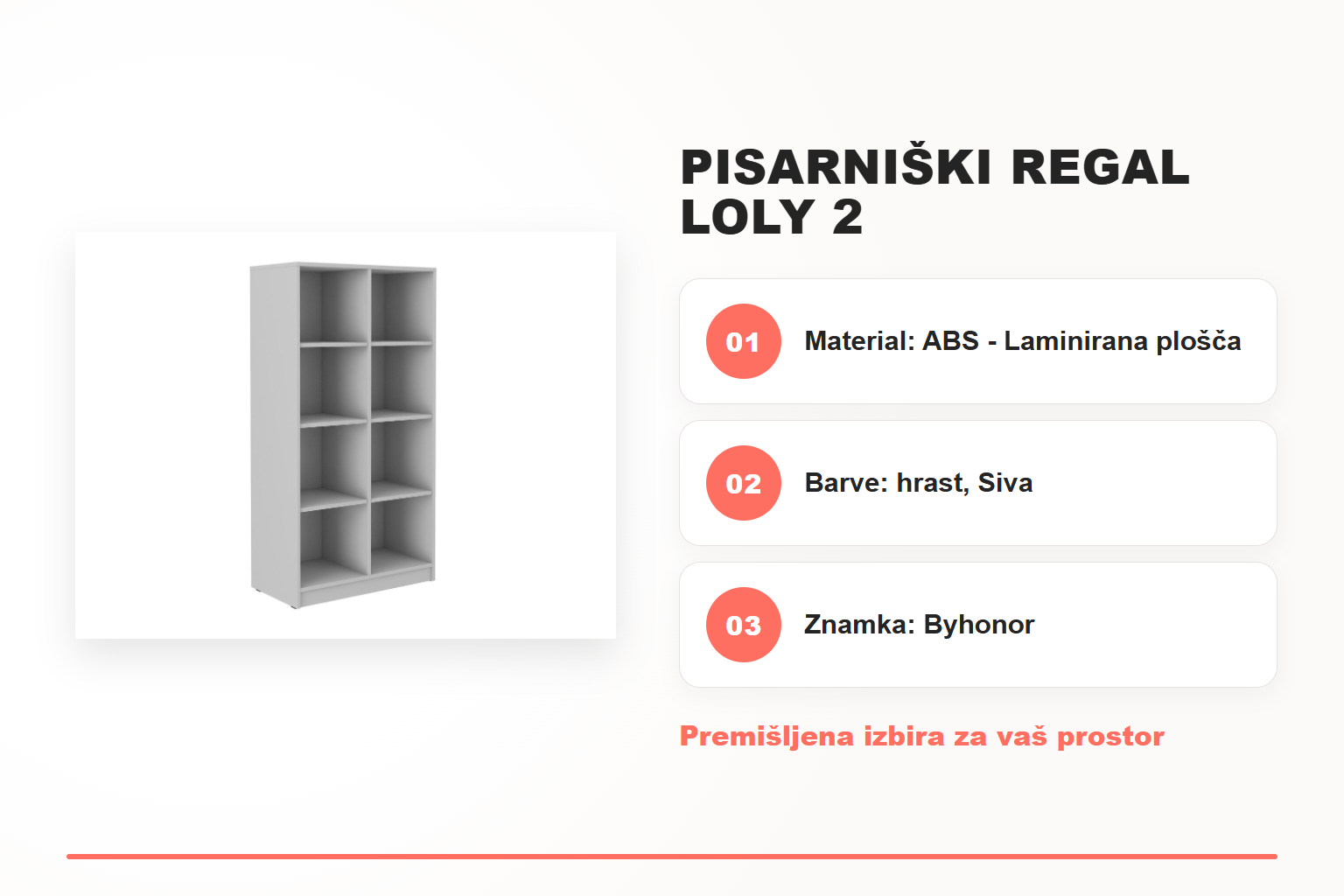 Pisarniški regal LOLY 2 – pregled ključnih lastnosti