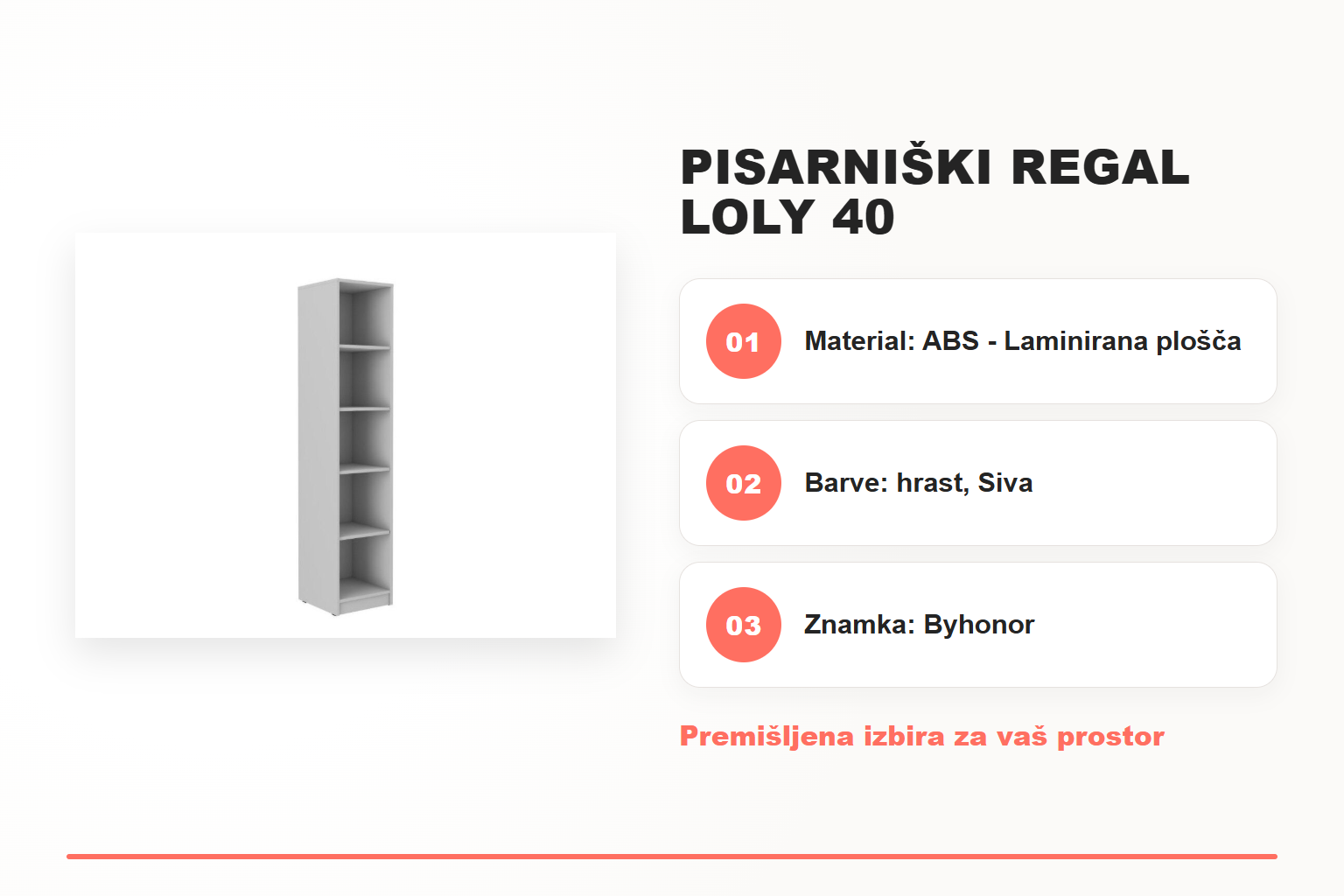 Pisarniški regal LOLY 40 – pregled ključnih lastnosti