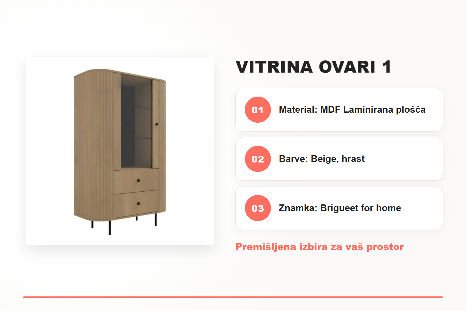 Vitrina OVARI 1 – pregled ključnih lastnosti