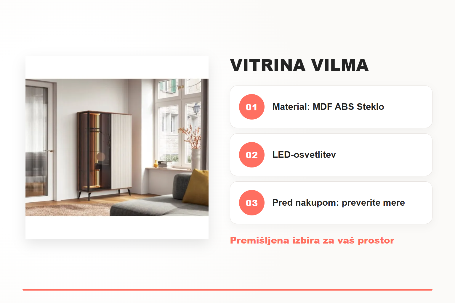 Vitrina VILMA – pregled ključnih lastnosti