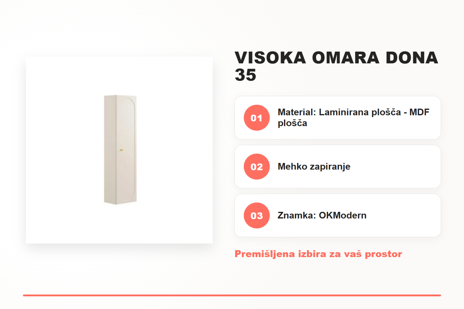 Visoka omara DONA 35 – pregled ključnih lastnosti
