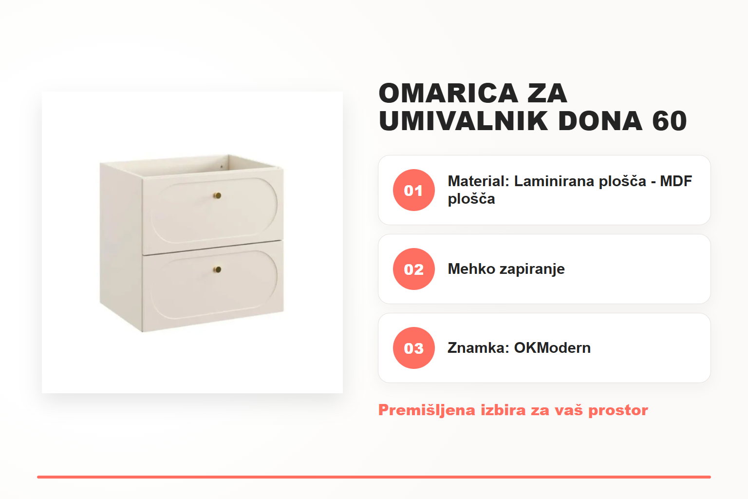 Omarica za umivalnik DONA 60 – pregled ključnih lastnosti