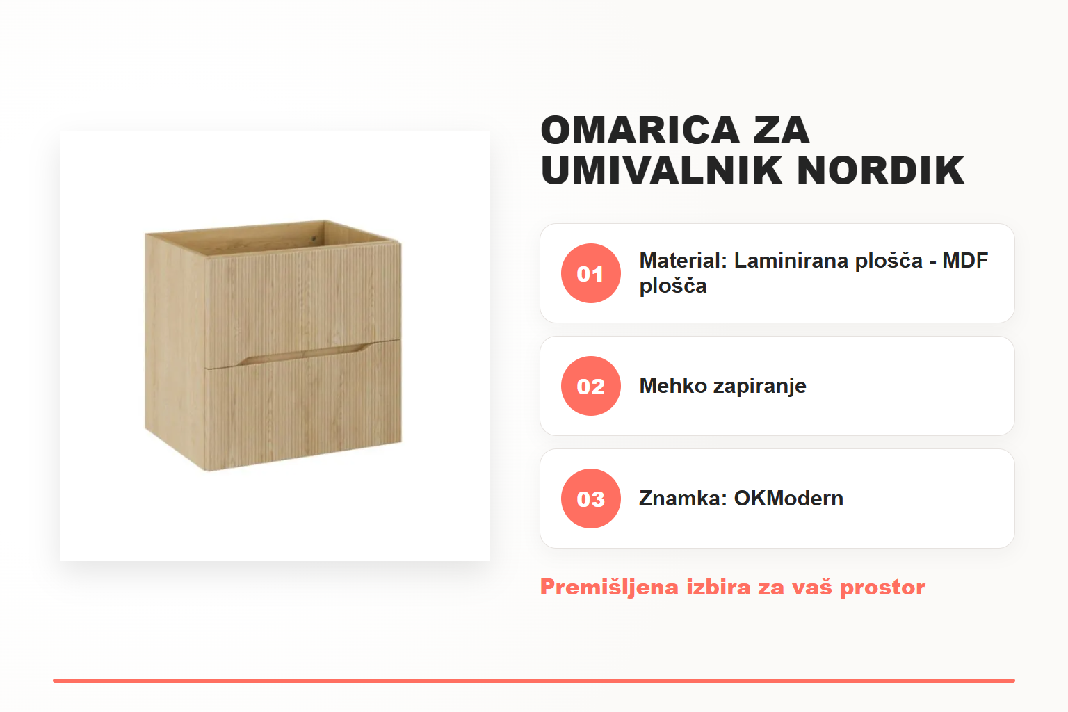 Omarica za umivalnik NORDIK 60 – pregled ključnih lastnosti