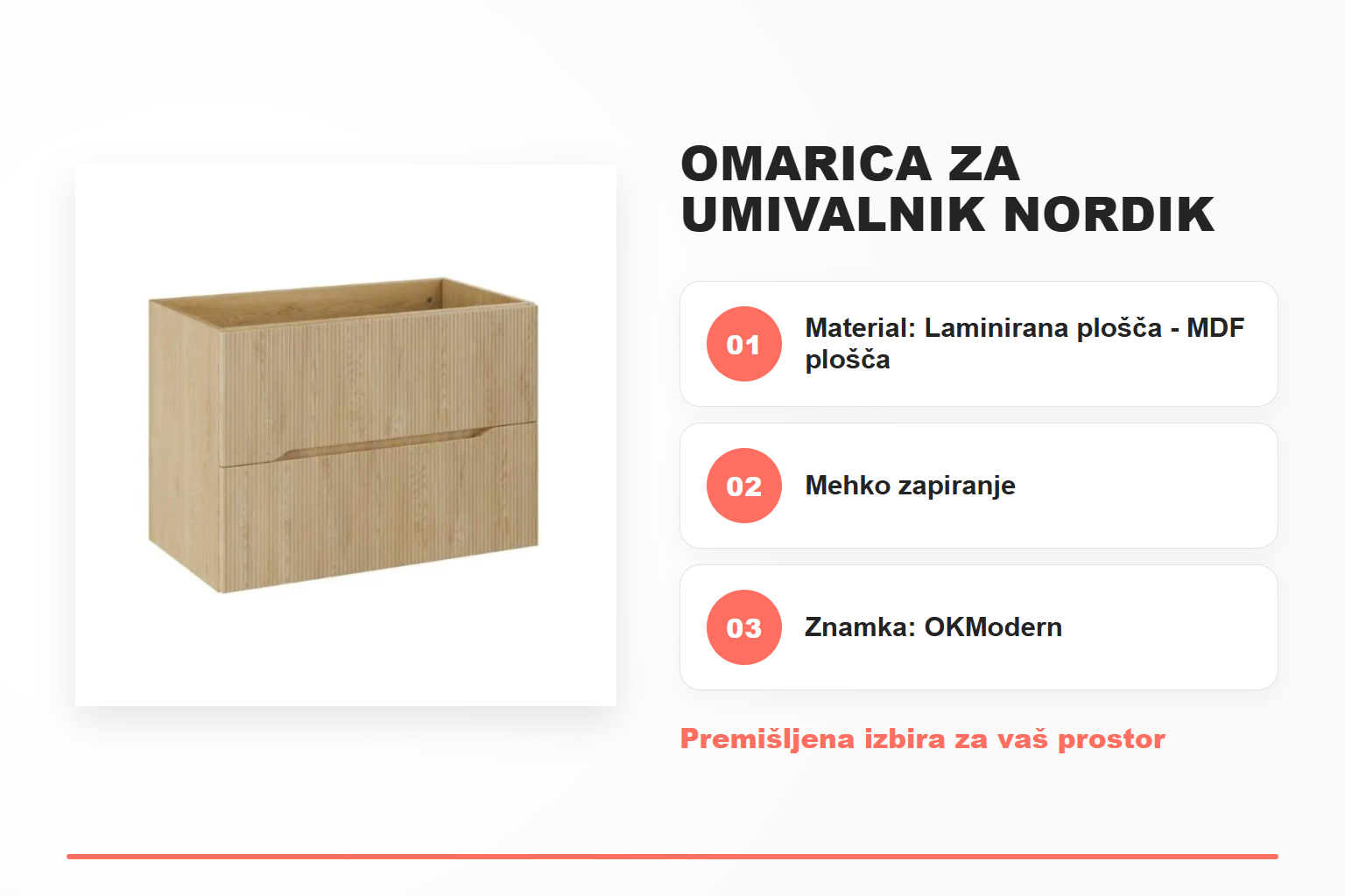 Omarica za umivalnik NORDIK 80 – pregled ključnih lastnosti