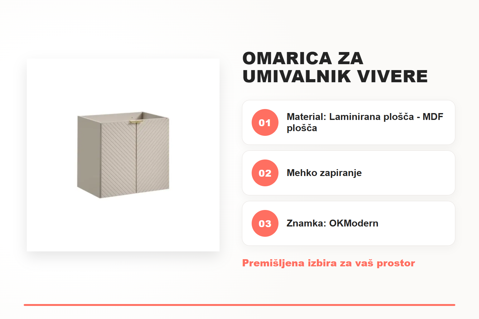 Omarica za umivalnik VIVERE 60 2 – pregled ključnih lastnosti