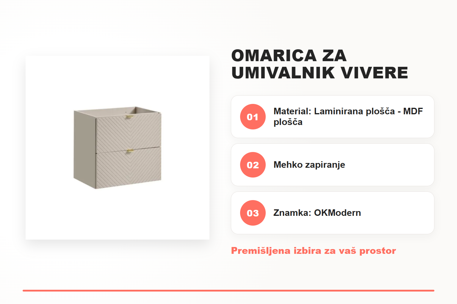 Omarica za umivalnik VIVERE 60 – pregled ključnih lastnosti