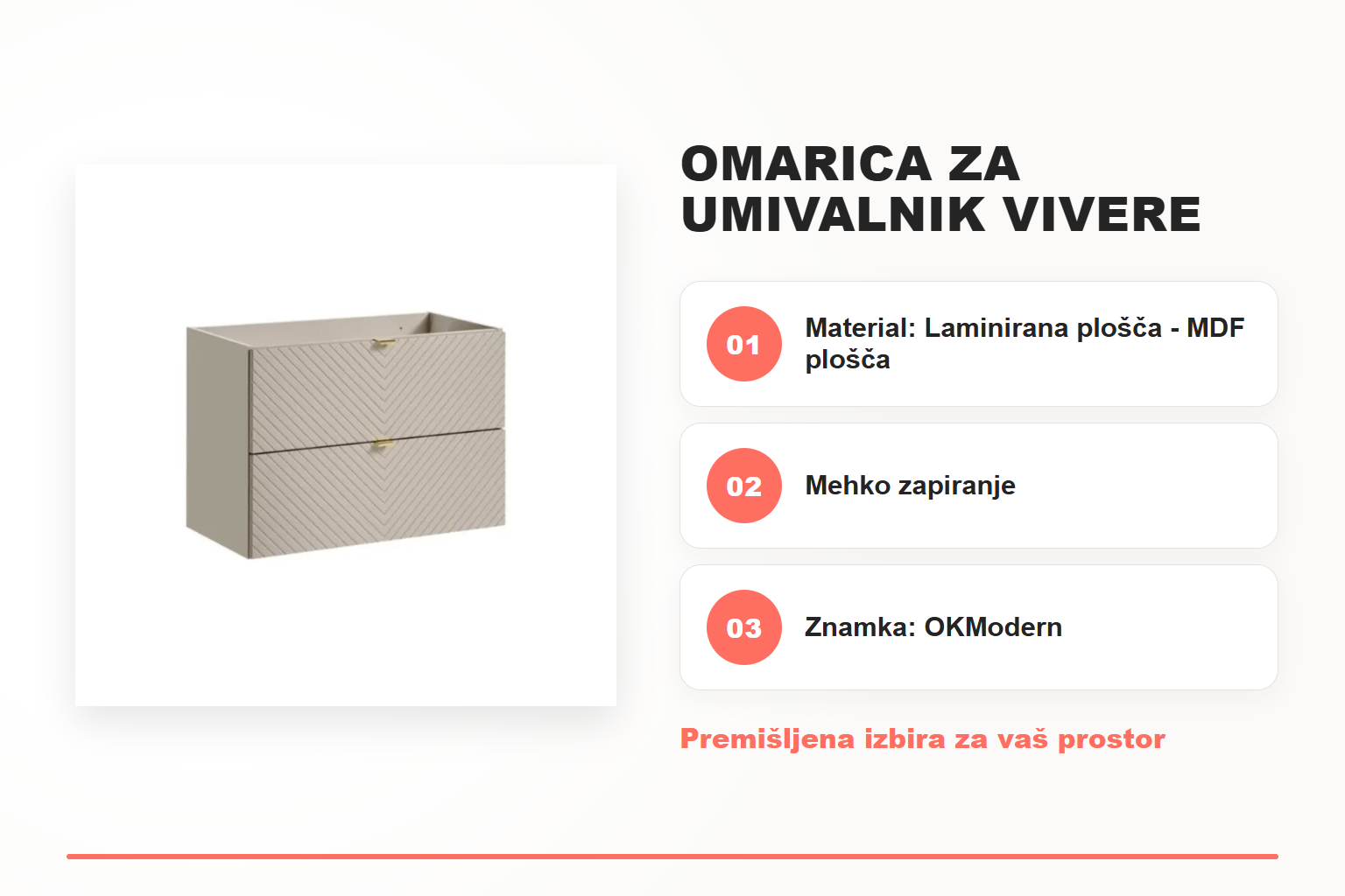 Omarica za umivalnik VIVERE 80 – pregled ključnih lastnosti