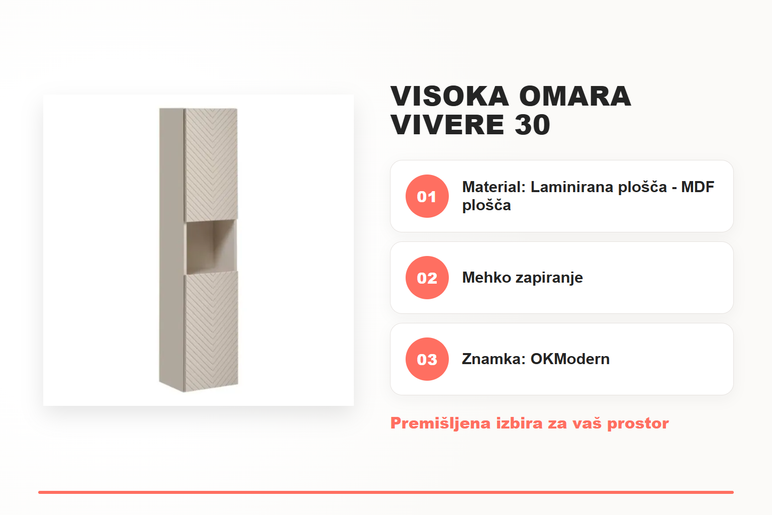 Visoka omara VIVERE 30 – pregled ključnih lastnosti