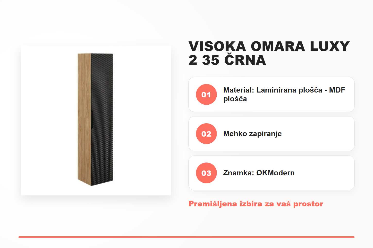 Visoka omara LUXY 2 35 črna – pregled ključnih lastnosti