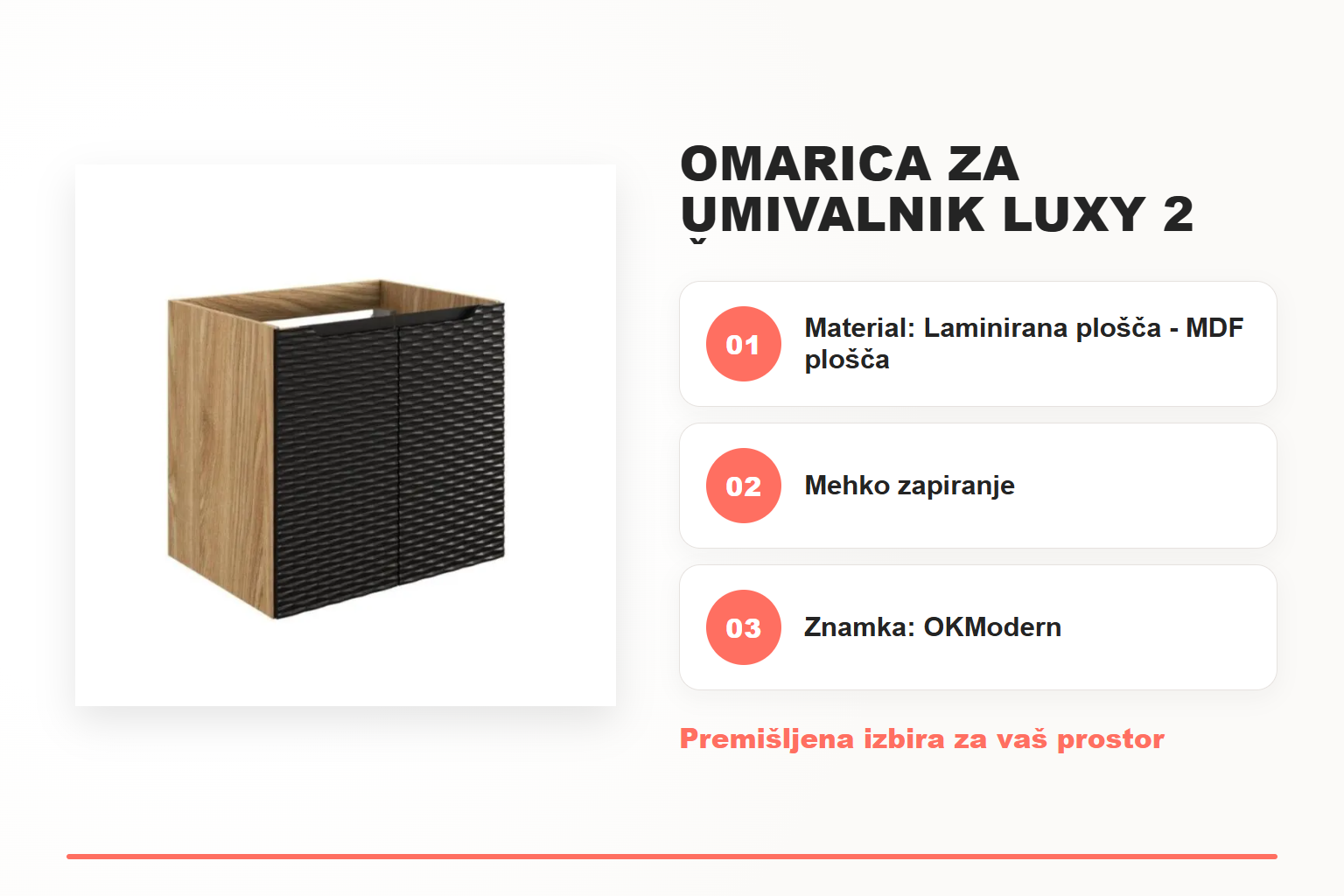 Omarica za umivalnik LUXY 2 črna – pregled ključnih lastnosti